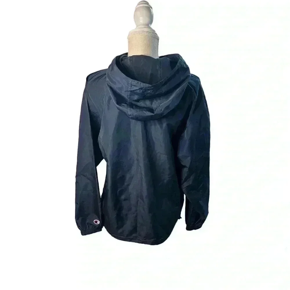Champion Unisex Navy Blue Wind and Water-Resistant Hooded Jacket•Like New•